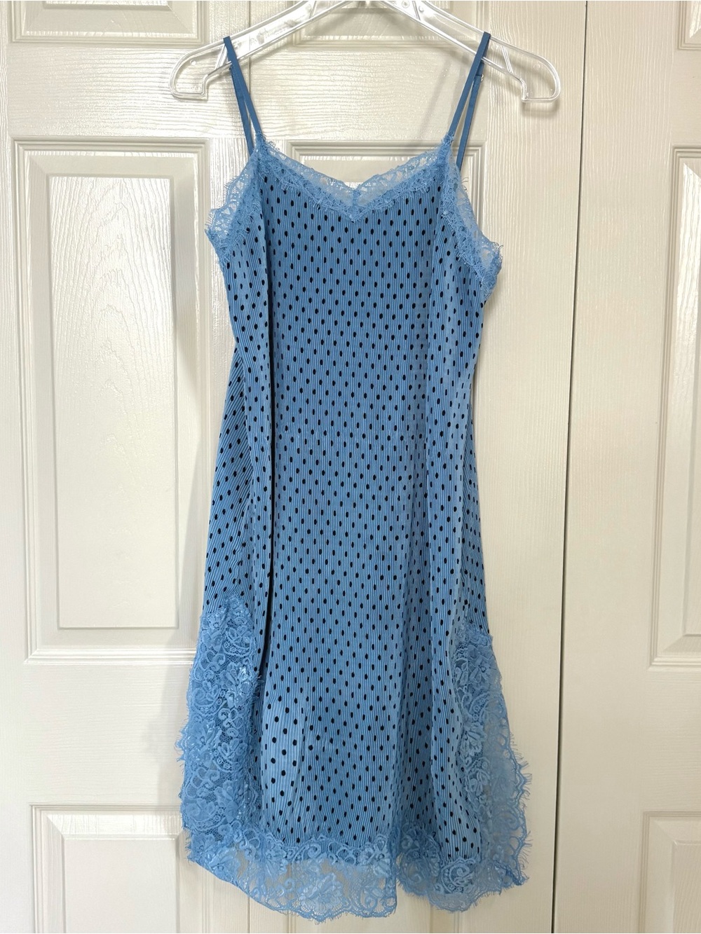 NWOT Free People ‘Margot’ Light Blue Polka Dot Trapeze Slip Dress